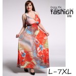 2017 New Women Summer Boho Dress Vestidos Largos Robe Femme Bohemian Print Beach Maxi Long Clothing Plus Size 6XL 7XL