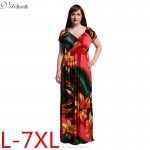 2017 New Women Summer Boho Dress Vestidos Largos Robe Femme Bohemian Print Beach Maxi Long Clothing Plus Size 6XL 7XL