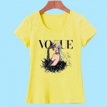 2017 New Women T Shirt VOGUE Beauty 3d Print Cotton O-Neck Tops Tees Summer Style Female T-Shirt fashion ladies funny Clothes