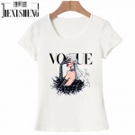 2017 New Women T Shirt VOGUE Beauty 3d Print Cotton O-Neck Tops Tees Summer Style Female T-Shirt fashion ladies funny Clothes