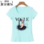 2017 New Women T Shirt VOGUE Beauty 3d Print Cotton O-Neck Tops Tees Summer Style Female T-Shirt fashion ladies funny Clothes