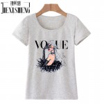 2017 New Women T Shirt VOGUE Beauty 3d Print Cotton O-Neck Tops Tees Summer Style Female T-Shirt fashion ladies funny Clothes