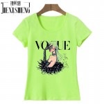 2017 New Women T Shirt VOGUE Beauty 3d Print Cotton O-Neck Tops Tees Summer Style Female T-Shirt fashion ladies funny Clothes