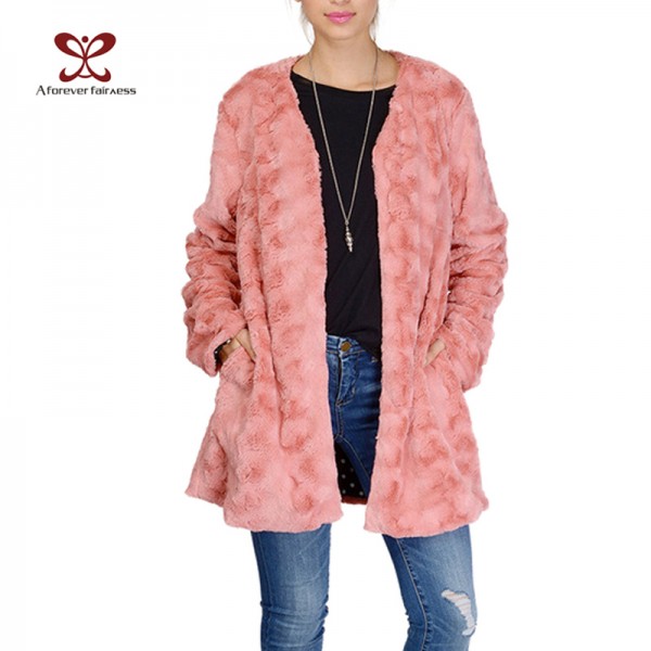2017 New Women Winter Fur Coat Plush Velvet Warm Loose Plus Size Outwear Faux Fur Jacket Fashion Casual Cardigan Coat NC-552