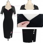 2017 New Womens Vintage Pinup Retro Rockabilly Colorblock Tunic Wear to Work Business Party Pencil Sheath Bodycon Dress