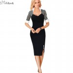 2017 New Womens Vintage Pinup Retro Rockabilly Colorblock Tunic Wear to Work Business Party Pencil Sheath Bodycon Dress