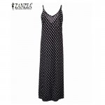 2017 New ZANZEA  Summer Dress Fashion Women Dress Strapless Polka Dot Loose Beach Long Maxi Dress Vintage Vestidos Plus Size