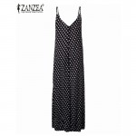 2017 New ZANZEA  Summer Dress Fashion Women Dress Strapless Polka Dot Loose Beach Long Maxi Dress Vintage Vestidos Plus Size