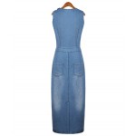 2017 New arrival women summer style fashion denim dress lady sleeveless jeans casual vintage sexy party dresses vestidos 4E1740