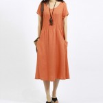 2017 New summer dress loose plus size Vintage Style Cotton Linen Fold women Dress Vestidos Robe
