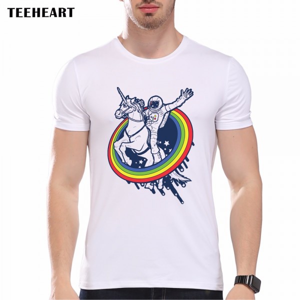 2017 Newest Galaxy Space Printed Creative T shirt Unicorn Men's T shirt Summer Novelty Feminina Psychedelic Tee Clothes pa383