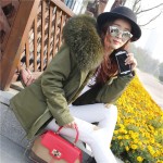 2017 Parkas For Women Winter Army Green Wadded Coat Large natural real fur Collar Thick Jacket Outerwear Female Snow Wear Brand
