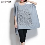 2017 Plus Size Women Clothing Summer Style T-shirts 5XL 6XL Short Batwing Sleeve Soft Cotton Loose Plus Size Tunic Shirts SY0019