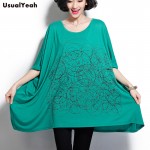 2017 Plus Size Women Clothing Summer Style T-shirts 5XL 6XL Short Batwing Sleeve Soft Cotton Loose Plus Size Tunic Shirts SY0019