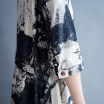2017 Plus Size Women Dress Linen Long Cardigan Blouse Summer Vintage O-Neck Pattern Print Female Big Size Casual Elegant Dresses