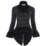 2017 Retro Vintage Victorian Brocade Corset Women Outerwear Coat Sexy Black Jacket Lace Embellished Slim Dovetail Jacquard Coats