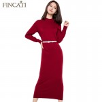 2017 Runway Women Autumn Winter Plain Knitted 5 Colors Half Turtleneck Ankle-Length Slim Fitted Cashmere Sweater Dress Vestido