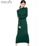 2017 Runway Women Autumn Winter Plain Knitted 5 Colors Half Turtleneck Ankle-Length Slim Fitted Cashmere Sweater Dress Vestido