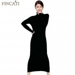 2017 Runway Women Autumn Winter Plain Knitted 5 Colors Half Turtleneck Ankle-Length Slim Fitted Cashmere Sweater Dress Vestido