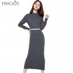 2017 Runway Women Autumn Winter Plain Knitted 5 Colors Half Turtleneck Ankle-Length Slim Fitted Cashmere Sweater Dress Vestido