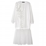 2017 Spring Dress Paragraph Handmade Ribbon with Long-sleeved Stitching Hem Mesh Long Dress