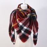 2017 Spring Fashion Brand Designer Cashmere Triangle Pink Scarf Women Shawl Cape Blanket Plaid Foulard Wholesale Drop shipping