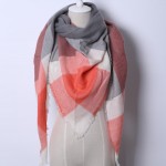 2017 Spring Fashion Brand Designer Cashmere Triangle Pink Scarf Women Shawl Cape Blanket Plaid Foulard Wholesale Drop shipping