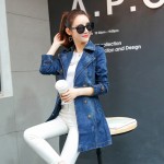 2017 Spring Jacket Coat Women's Clothing Basic Jackets Blue Jean Bomber Jacket Double Breasted Denim Jackets And Coats Female 