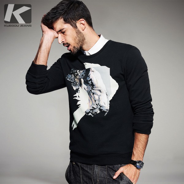 2017 Spring Mens Fashion Sweatshirts Print Black Color Brand Clothing For Man's Slim Fit Pullover Clothes Male Wear Tracksuits