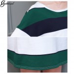 2017 Spring New Arrival Fashion Women Dress Flare Sleeve Green Stripe Ladies Dress Casual Loose Style XL- 5XL Plus Size Clothing