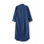 2017 Spring New Arrival Women High Quality Vintage Brand Denim Dress, Female Elegant Casual Jeans Dresses With Pockets