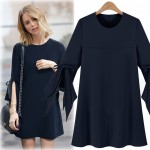 2017 Spring New Style Large Yards Women's Clothing Round Neck Flare Sleeve Dresses Slim Chiffon A-Line Dress Plus Size Sexy