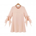 2017 Spring New Style Large Yards Women's Clothing Round Neck Flare Sleeve Dresses Slim Chiffon A-Line Dress Plus Size Sexy