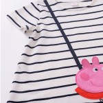 2017 Spring Summer Cartoon Pink Pig Baby Girl Dress Long Sleeve Striped Kids Dresses Cotton Children Clothing 1028