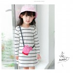 2017 Spring Summer Cartoon Pink Pig Baby Girl Dress Long Sleeve Striped Kids Dresses Cotton Children Clothing 1028