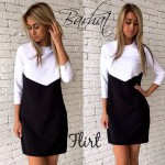 2017 Spring Summer Dresses New Fashion Casual ONeck  Patchwork Pink Black White Work Office Dress Loose Mini Women Dress Vestido