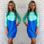 2017 Spring Summer Dresses New Fashion Casual ONeck  Patchwork Pink Black White Work Office Dress Loose Mini Women Dress Vestido