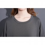 2017 Spring Summer Fashion New Black Grey Solid Color O Neck Dress Loose Cascading Ruffles Dresses Big Size Woman T37201