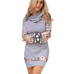 2017 Spring Summer New Arrival Sexy Fashion Hot Sale Women dress Natural Simple O-Neck Long sleeves Robe Bodycon Print Dress