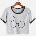 2017 Spring Summer Style Women T-shirt Glasses Printing Tshirt Cotton Women T Shirt Casual Top Tees Fashion Short O-neck T Shirt