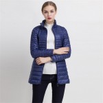 2017 Spring Warm New Women Long Thin Down Jacket Slim Korean Stand Collar White Duck Down Zipper Long Coat S-4XL 8 Colors
