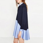 2017 Spring Women Mini Shirt Dresses Long SLeeve Hit Color Lapel Short Casual Loose Clothing Plus Size Brand vestidos Q-XZWM45