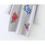 2017 Spring Women ZA Floral Appliques Casual Loose Long Sleeve Straight Looped Dress Ladies Streetwear Gray Vestidoes Femininos