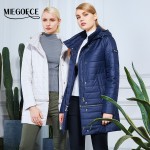 2017 Spring Women's Parkas with brooch Windproof Warm Women's Thin Cotton-padded Jacket Womens Quilted Coat New Design MIEGOFCE 