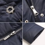 2017 Spring Women's Parkas with brooch Windproof Warm Women's Thin Cotton-padded Jacket Womens Quilted Coat New Design MIEGOFCE 