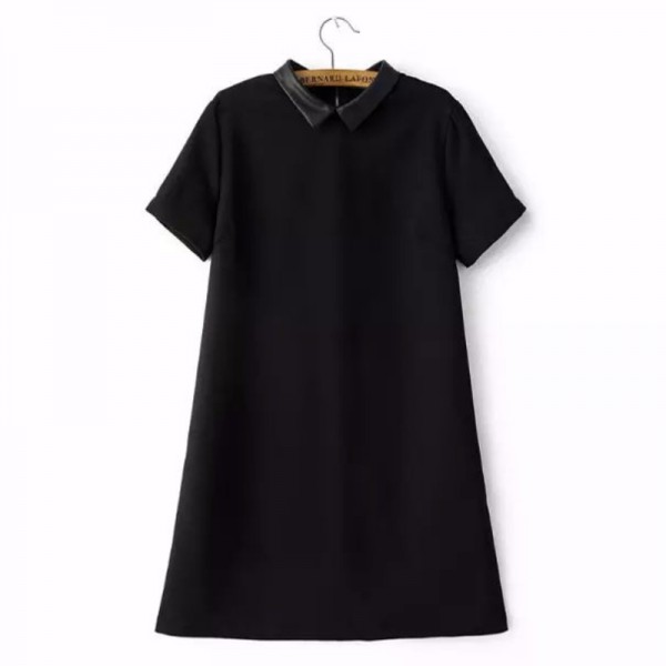 2017 Spring style Fashion women Short sleeve mini dresses elegant casual black dress vestidos Womens Clothing D221
