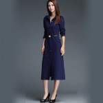 2017 Springmaxi dress women brand office OL  dresses full sleeve Elegant blue color dress clothes