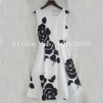 2017 Summer Dress Women Fashion O-Neck Sleeveless Ink Floral Print Slim Dresses Lady Elegant Plus Size Office Party Short Dress
