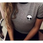 2017 Summer Fashion Harajuku Aliens T-Shirt Femme Mujer Tee Shirt Camisetas Tumblr Female Cotton Printing Stripe T-Shirt