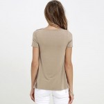 2017 Summer Fashion Women T-shirts Short Sleeve Sexy Deep V Neck Bandage Shirts Women Lace Up Tops Tees T Shirt S-5XL